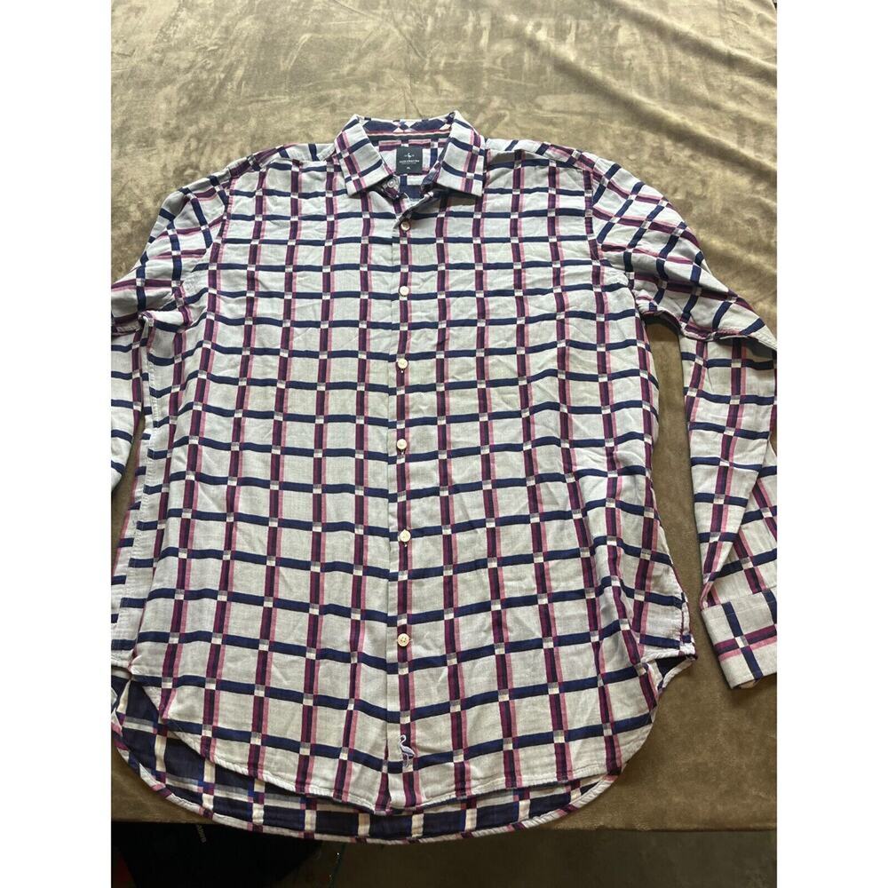Tailorbyrd Shirt Men's Size XL Purple Plaid Check Button Down Long Sleeve Preppy